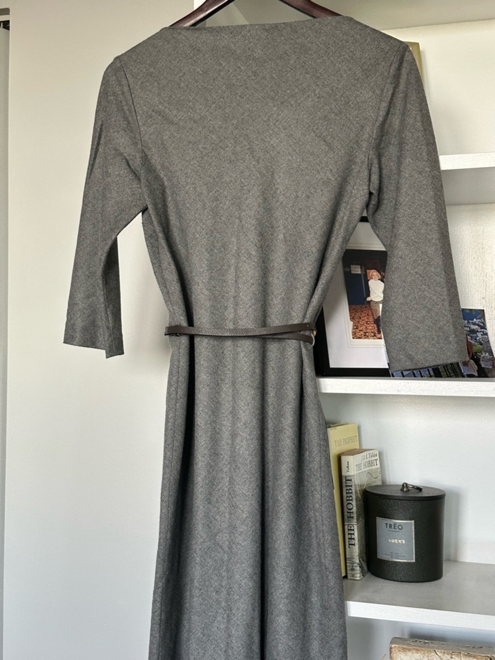 Theory Gray Midi Belted Sheath Dress - Picture 4 of 6